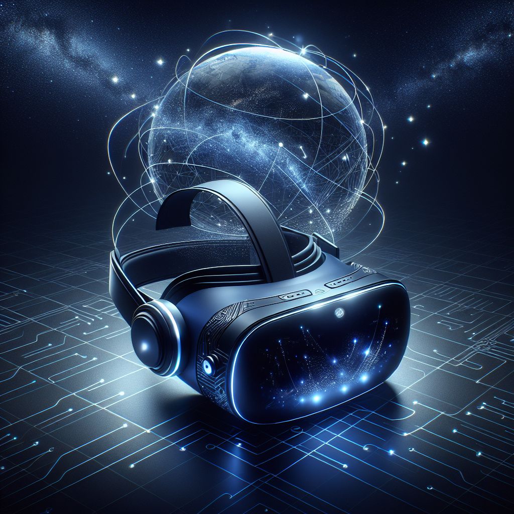 In the envisioned image, Tesla's innovative AR/VR headset floats serenely against the backdrop of an expansive, starlit night sky, suggesting the vast potential of virtual and augmented realities. The design blends the hallmark clean energy ethos and cutting-edge technology for which the electric car company is celebrated.

The headset is rendered in elegant curves and contoured shapes, encapsulating comfort and futuristic aesthetics. The exterior shell is a midnight blue, mirroring the deep color of a Tesla vehicle, with streaks of electric light racing across the surface like the lines of a circuit board or the swift trajectory of a shooting star. These streams of light converge at the temple to form the recognizable Tesla "T" emblem, glowing with a soft yet potent luminescence.

For the viewer’s perspective, an interactive wireframe globe hovers above the headset, illustrating the AR capabilities as it dimly reflects the world's topography in floating digital grids—a nod to Tesla's global impact and vision for connectivity. The globe evolves into virtual landscapes on whims, AI-generated utopias where technology blends seamlessly into nature, suggesting the immersive escapism possible within the VR realm the headset provides.

Straps of the device are sleek, resembling that of a high-performance seatbelt, adjustable and supportive, indicating long-lasting comfort for extended journeys into digital dimensions. Lenses are slightly tinted, giving a hint of the transformative visual experience yet maintaining an air of mystery as to the world beyond.

This image is not merely a representation of the physical headset but a symbol of the experiences it unlocks, inviting one to immerse within boundless creativity, exploration, and innovation, much like the ethos of @elonmusk and Tesla itself. It is both an accessory and a passage to a future where sustainable tech and virtual worlds coalesce, offering an escape to the extraordinary without ever stepping outside the threshold of the electric dreamscape.
